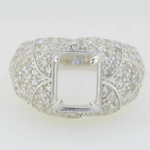 Sterling Silver Semi Mount Ring Setting Emerald OCT 10x8mm White - Syzjewelry